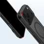 Sort 4smarts Design Case Aero-cover vist på en telefon fra siden og bagfra med riller og kameraudskæring.