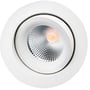 SG Armaturen Junistar Lux Isosafe downlight i hvid, 7W, 3000K, med synlig LED-chip og reflekterende overflade.