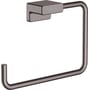 Hansgrohe AddStoris enkelt håndklædering i sort krom finish, fremstillet af metal med synligt Hansgrohe logo på monteringsbeslaget.