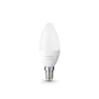 Philips Hue White E14 LED-kertepære set forfra med den hvide, aflange kerteform og lille skruesokkel.