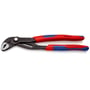 Knipex Cobra® 8702-250 vandpumpetang med røde og blå greb, vist fra siden på hvid baggrund.