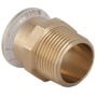 Geberit Mapress kobber overgang 15mm med 3/4" udvendigt gevind og muffe pres-ende, viser detaljeret gevind og kobbermateriale.