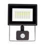 SpectrumLED LED-projektør på 30 W med sensor set lige forfra med LED-rækker, sort ramme og monteringsbøjle.