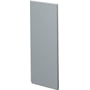 Hager endestykke ELN til BRAP installationskanal i grå aluminium, 65 x 170mm, vist fra siden med en let vinkel.