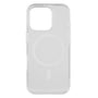 Transparent MagSafe-cover til iPhone 16 Pro set bagfra fra modsat retning med kameråbningen øverst til venstre.