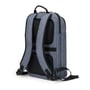 Set fra siden er Dicota Eco Backpack Slim MOTION 13 - 14.1" rygsækken lavet af slidstærkt polyester i blå denim.