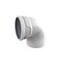 Wavin AS+ bøjning, 160 mm diameter og 87 graders vinkel, fremstillet i PP-M materiale i lys grå.