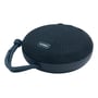 Streetz CM769 Bluetooth-højttaler i blå set skråt bagfra med vævet overflade, logo og bærestrop.
