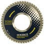 Nærbillede af Exact Tools TCT 165 rørskærerklinge, der viser de skarpe tungsten carbide tænder og mærkebeskrivelse.