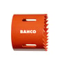 Bahco Sandflex HSS-bi-metal hulsav set fra siden med orange krop, synlige tænder og Bahco-logo.