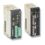 To Omron CJ1W-PRM21 PROFIBUS DP-master enheder til CJ-serien, der viser deres kompakte design og tilslutningsmuligheder.