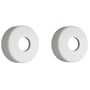To runde, mat hvide rosetter fra Damixa med en centeråbning til 3/4" rør og en diameter på 70mm.