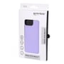 Essentials cover til iPhone 14 Pro Max i lilla silicone, vist i papemballage med produktinformation.