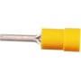 Elpress A4630SR isoleret stiftkabelsko til 4-6 mm² set fra siden med metalstiften mod venstre og gul isolering mod højre.