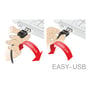 Tegning viser, hvordan DeLock EASY-USB 2.0-kablets vendbare, vinklede USB-A-stik kan sættes i begge retninger.