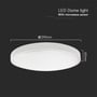 Dimensioner for V-TAC 18W LED sensorlampe, viser en diameter på 295mm og en højde på 60mm.