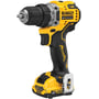 DeWalt DCD701D2-QW 12V bore-/skruemaskine med kulfri motor og 10 mm borepatron, vist fra siden.