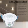 V-TAC infrarød sensor, max 400W LED, med detaljer om funktioner som tidsindstilling og lyssensor.