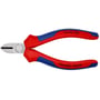 Knipex sidebidetang 7002-125 med røde og blå håndtag af vanadium-elektrostål.