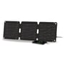 Zmartgear 21W solpanel foldet ud, forbundet til en smartphone der oplader på en hvid baggrund.