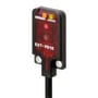 Omron E3T-FD12 fotocelle sensor med 30mm diameter og PNP output, vist med et 2 meter kabel.