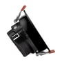 SpectrumLED GU10-indbygningsspot i sort aluminium set fra siden, hvor vippeled og fjederclips til montering ses.