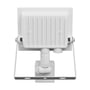 Bagsiden af SpectrumLED 20 W LED-projektør med sensor viser køleribber, monteringsbøjle og sensorens led.
