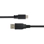 Sort Deltaco USB 2.0-kabel på hvid baggrund med USB-A- og micro-B-stik vist vandret.