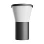 SpectrumLED Stella round væglampe set lige forfra med cylindrisk mørkegråt hus og bred, hvid diffuser.