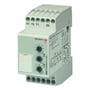 Carlo Gavazzi DMB71DW24 multifunktionstidsrelæ set skråt fra siden med tidsvælgere og koblingsdiagram på huset.