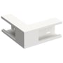 Wibe udvendigt hjørne WGX-S YH 110x72 mm i hvid RAL9003/70, viser en L-formet kabelbakke-kobling med tydelige samlinger.