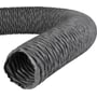 Lindab ventilationsslange TH, ø250mm i gråt PVC-belagt væv med synlig stålspiral og bøjet form på hvid baggrund.