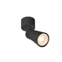 SLV PURI CW væg- og loftlampe i sort med GU10 fatning, der viser lampehovedet drejet fremad.