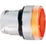 Schneider Electric lampetrykhoved Ø22 mm i metal med plan orange front og fjederretur, perfekt til BA9s glødelamper.