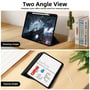 4smarts Folio Case Basic præsenteret i to vinkler til visning og skrivning, med en iPad Pro 11" sat op som stativ.