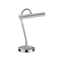 TRIO Lighting Curtis LED bordlampe i børstet stål med fleksibel arm og rund base, måler 35cm i højden.