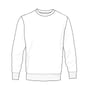 Sketch af en hvid ID Identity GAME sweatshirt med rund hals og lange ærmer, vist forfra.