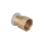 Geberit Mapress overgang i messing med 18mm rørdimension og 1/2" muffegevind, markeret med gul.