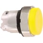 Schneider Electric gul trykknap ZB4BL5 fra Harmony Style 4 serien med krom front og gul knap.