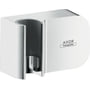 Hansgrohe AXOR One bruseholder i metal med en integreret holderfunktion og kontraventil, præsenteret på hvid baggrund.