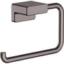 Hansgrohe AddStoris toiletpapirholder i børstet sort krom, vist med vægmontering og skjult befæstigelse.