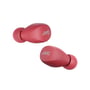 Tæt på JVC Gumy Mini True Wireless Earbuds i rød, der viser øreproppens design og JVC logo.
