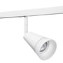 SG Armaturen Zip LED spot i hvid med frostet glasskærm, monteret på 1-faset skinne og hvid baggrund.