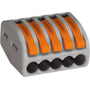 WAGO Serie 222 – Skrueløs samlemuffe med 5 stk. huller for 0,08 til 2,5 mm² ledning, grå - 40 stk