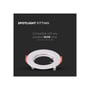 V-TAC downlight-kit til MR16/GU10 vises på mørk baggrund med tekst om GU10-kompatibilitet og uden medfølgende lyskilde.