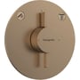 Hansgrohe DuoTurn S brusearmatur med 2 udtag i børstet bronze finish med runde greb og symboler for bruser og kar.
