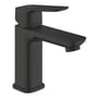 Grohe Cubeo etgrebsbatteri i mat sort, med 106 mm tud og ethulsmontage, vist på hvid baggrund.