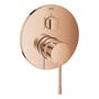 Grohe Essence New etgrebsbatteri i kobberfarvet messing med en rund rosette på Ø158mm og et poleret metalgreb.