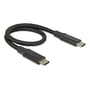 Sort USB Type-C-kabel med stik i begge ender til DeLock-kombikabinettet.