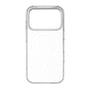 Transparent magnetisk bagcover til iPhone 17 Pro set fra en let skrå vinkel, med tydelige kanter og kameråbning.